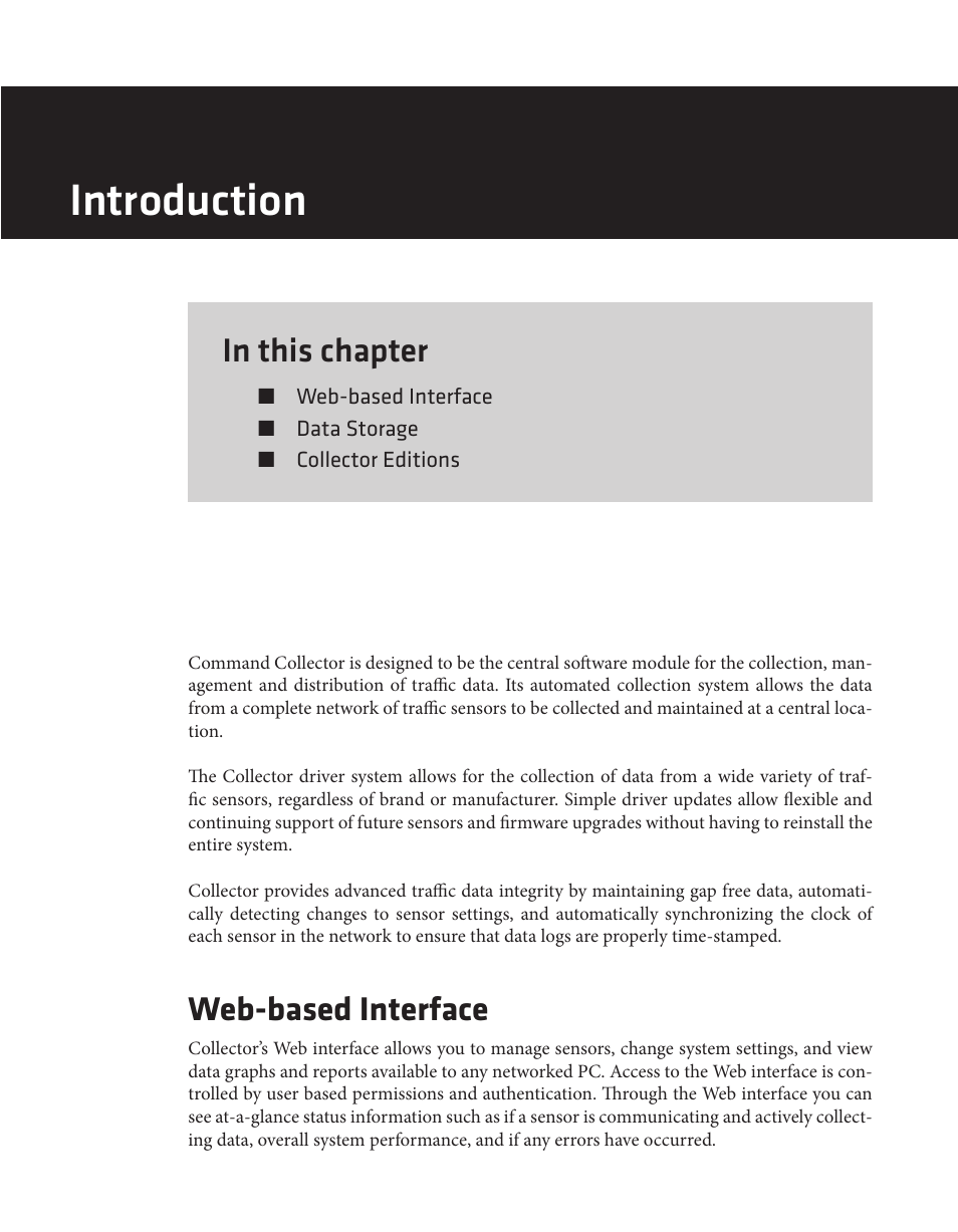 Introduction, Web-based interface | Wavetronix Command Collector (CMD-DCx) - User Guide User Manual | Page 6 / 117