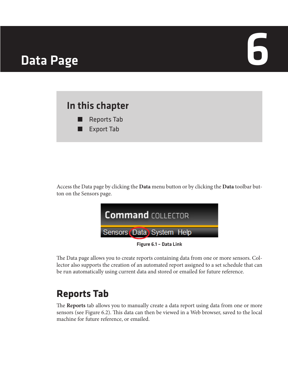 Data page, Reports tab | Wavetronix Command Collector (CMD-DCx) - User Guide User Manual | Page 68 / 117