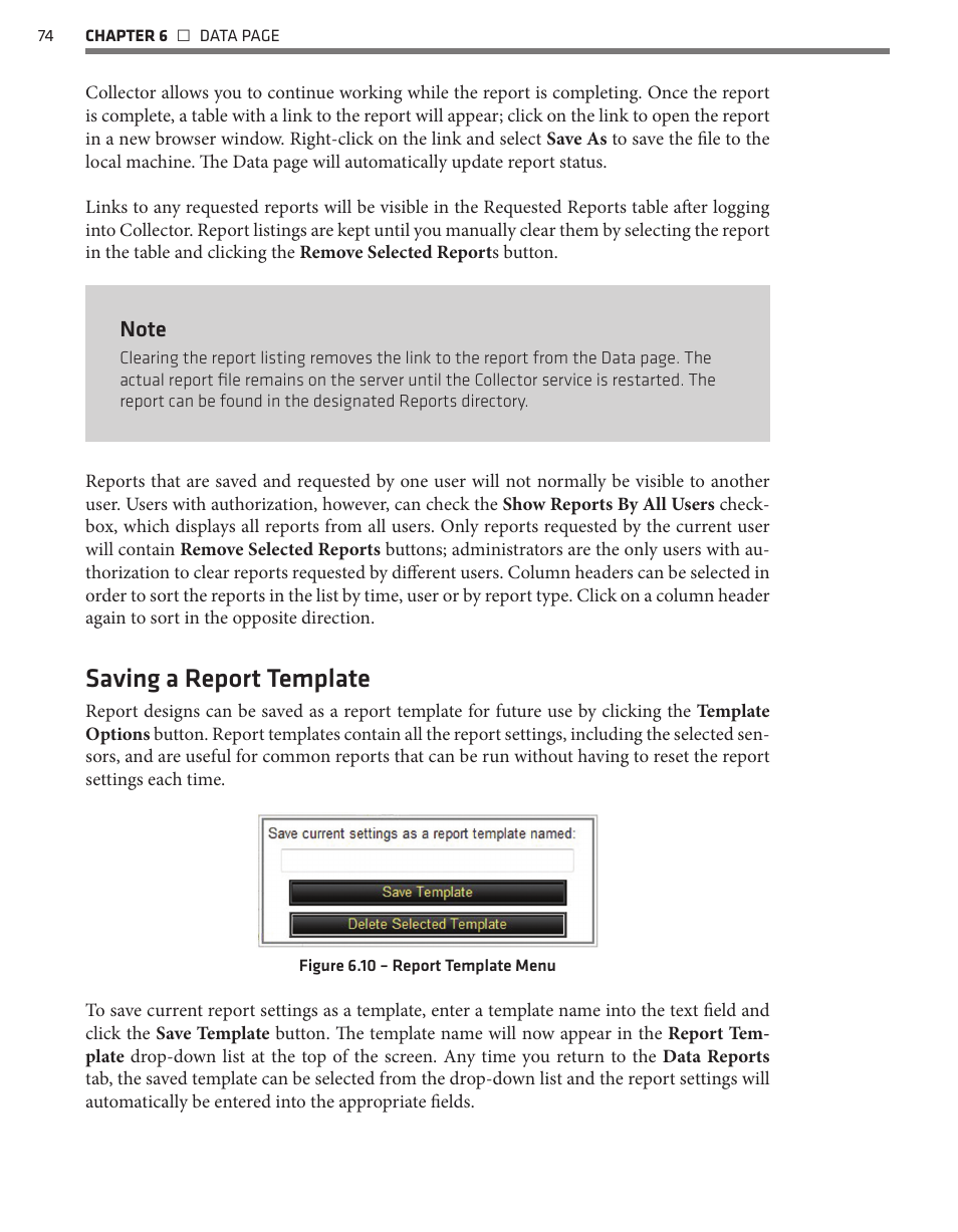 Saving a report template | Wavetronix Command Collector (CMD-DCx) - User Guide User Manual | Page 75 / 117