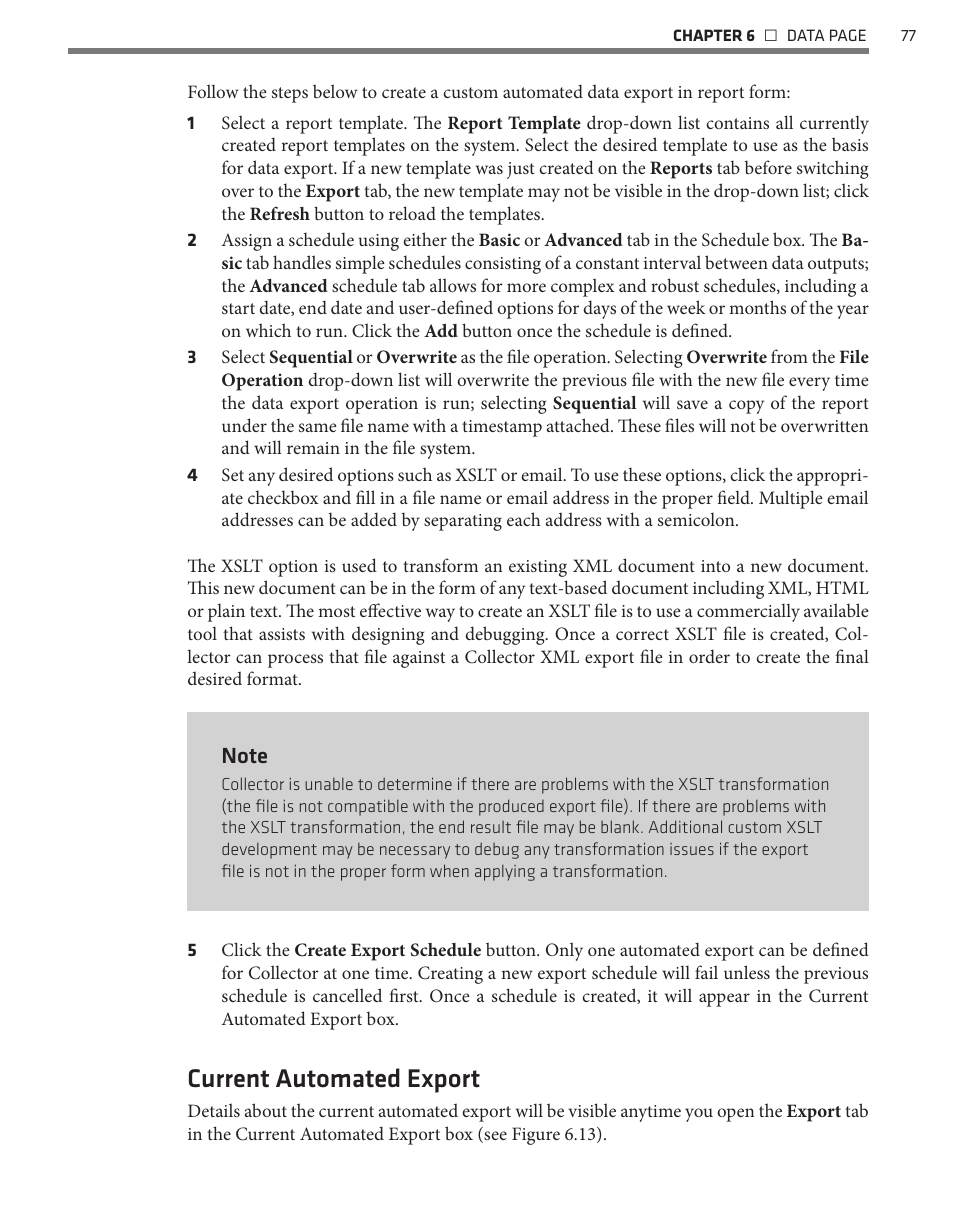 Current automated export | Wavetronix Command Collector (CMD-DCx) - User Guide User Manual | Page 78 / 117