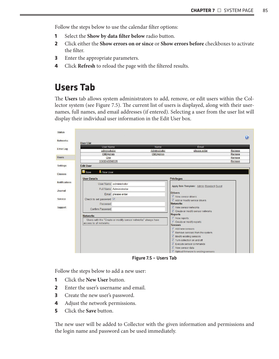 Users tab | Wavetronix Command Collector (CMD-DCx) - User Guide User Manual | Page 86 / 117