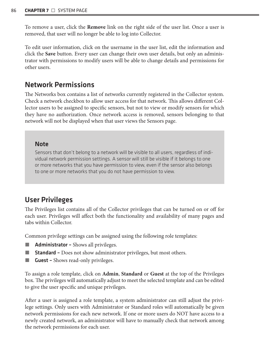 Network permissions, User privileges | Wavetronix Command Collector (CMD-DCx) - User Guide User Manual | Page 87 / 117