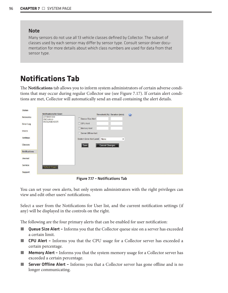 Notifications tab | Wavetronix Command Collector (CMD-DCx) - User Guide User Manual | Page 97 / 117