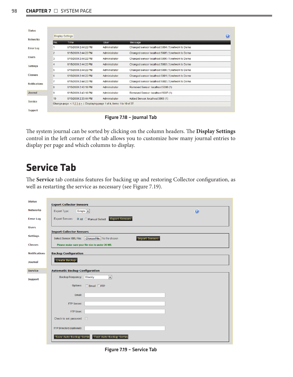 Service tab | Wavetronix Command Collector (CMD-DCx) - User Guide User Manual | Page 99 / 117