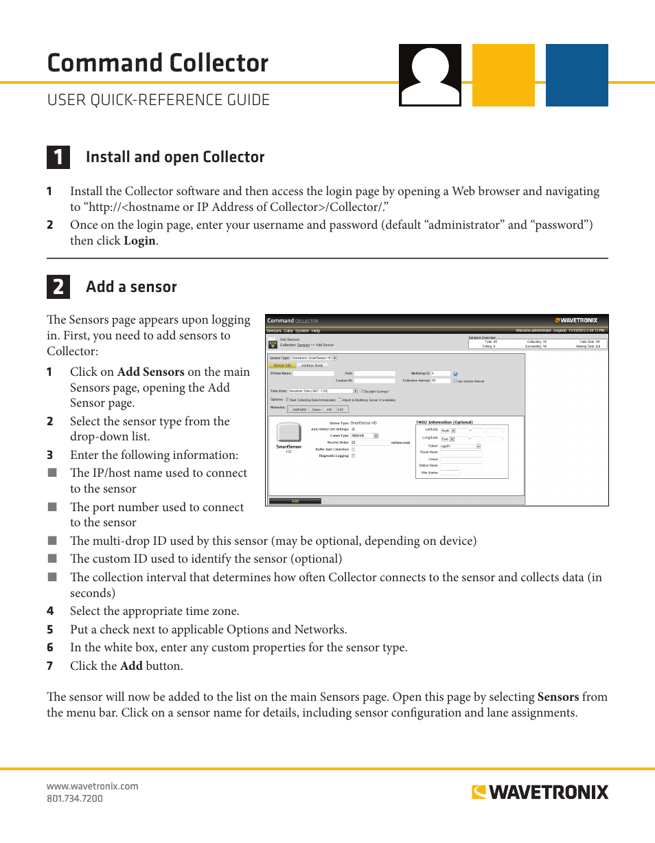 Wavetronix Command Collector (CMD-DCx) - Quick-reference Guide User Manual | 4 pages