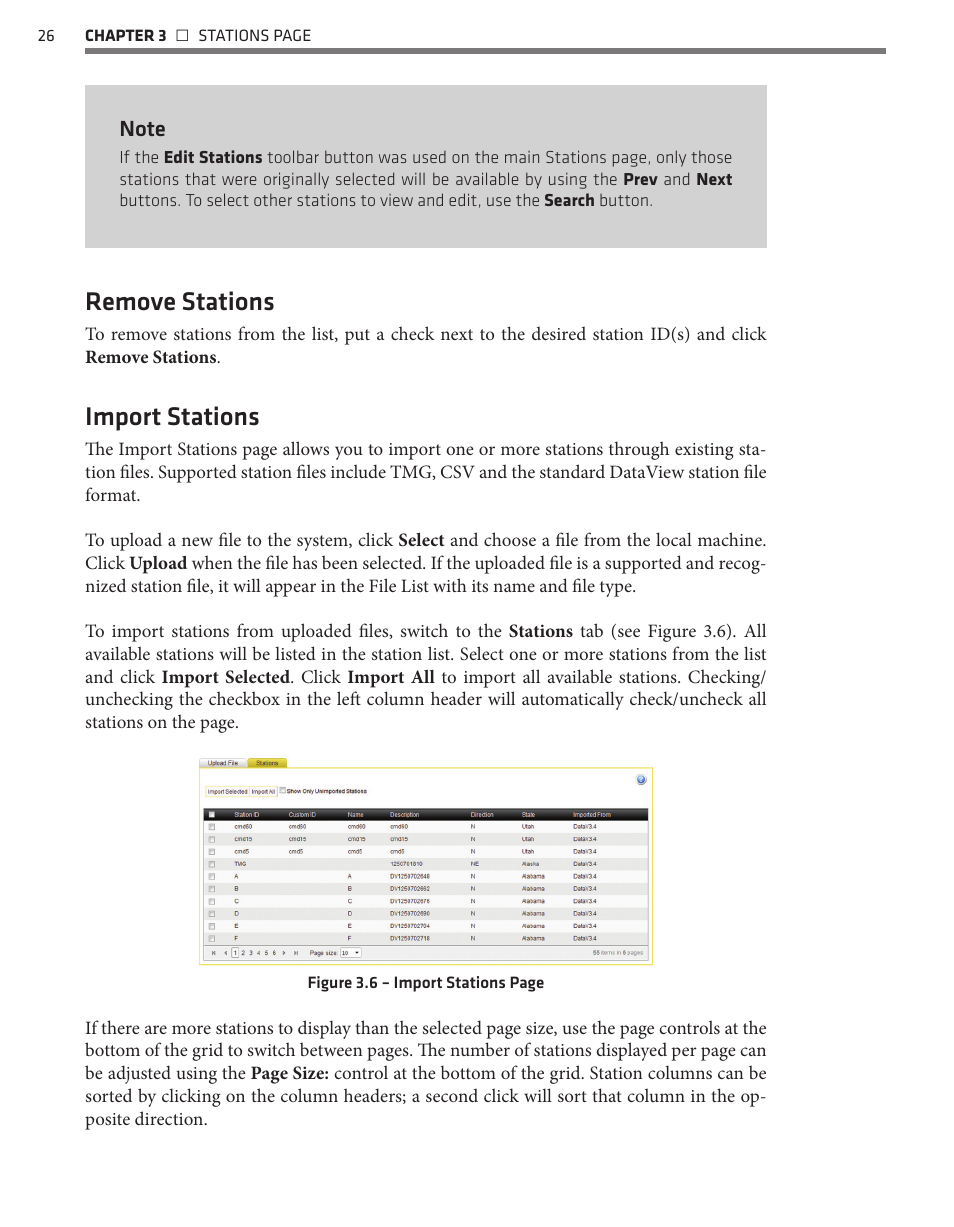 Remove stations, Import stations | Wavetronix Command DataView (CMD-DV) - User Guide User Manual | Page 27 / 106