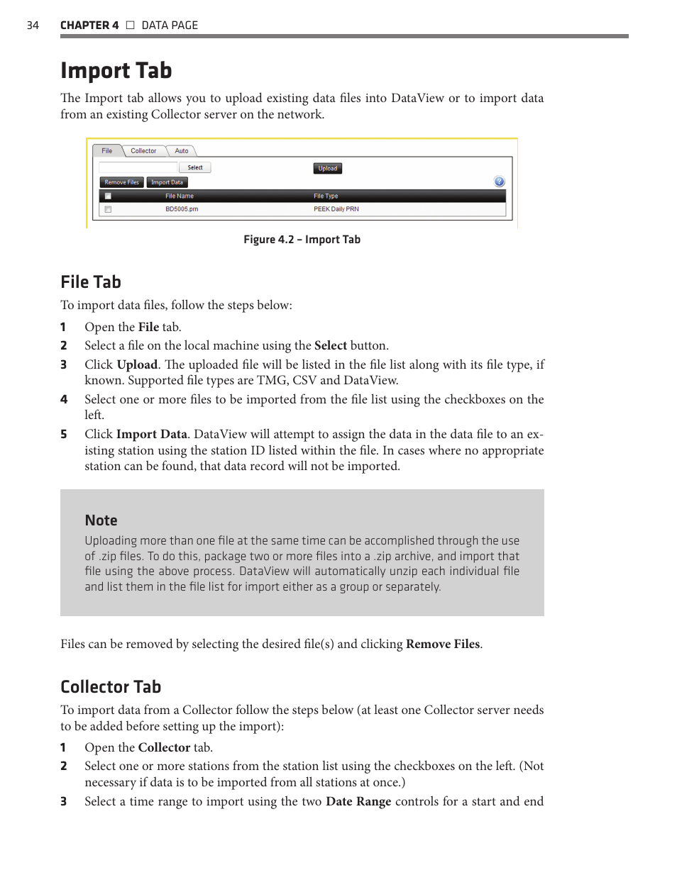 Import tab, File tab, Collector tab | Wavetronix Command DataView (CMD-DV) - User Guide User Manual | Page 35 / 106