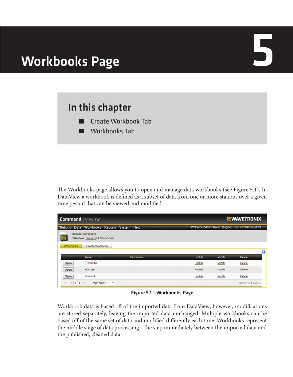 Workbooks page | Wavetronix Command DataView (CMD-DV) - User Guide User Manual | Page 46 / 106