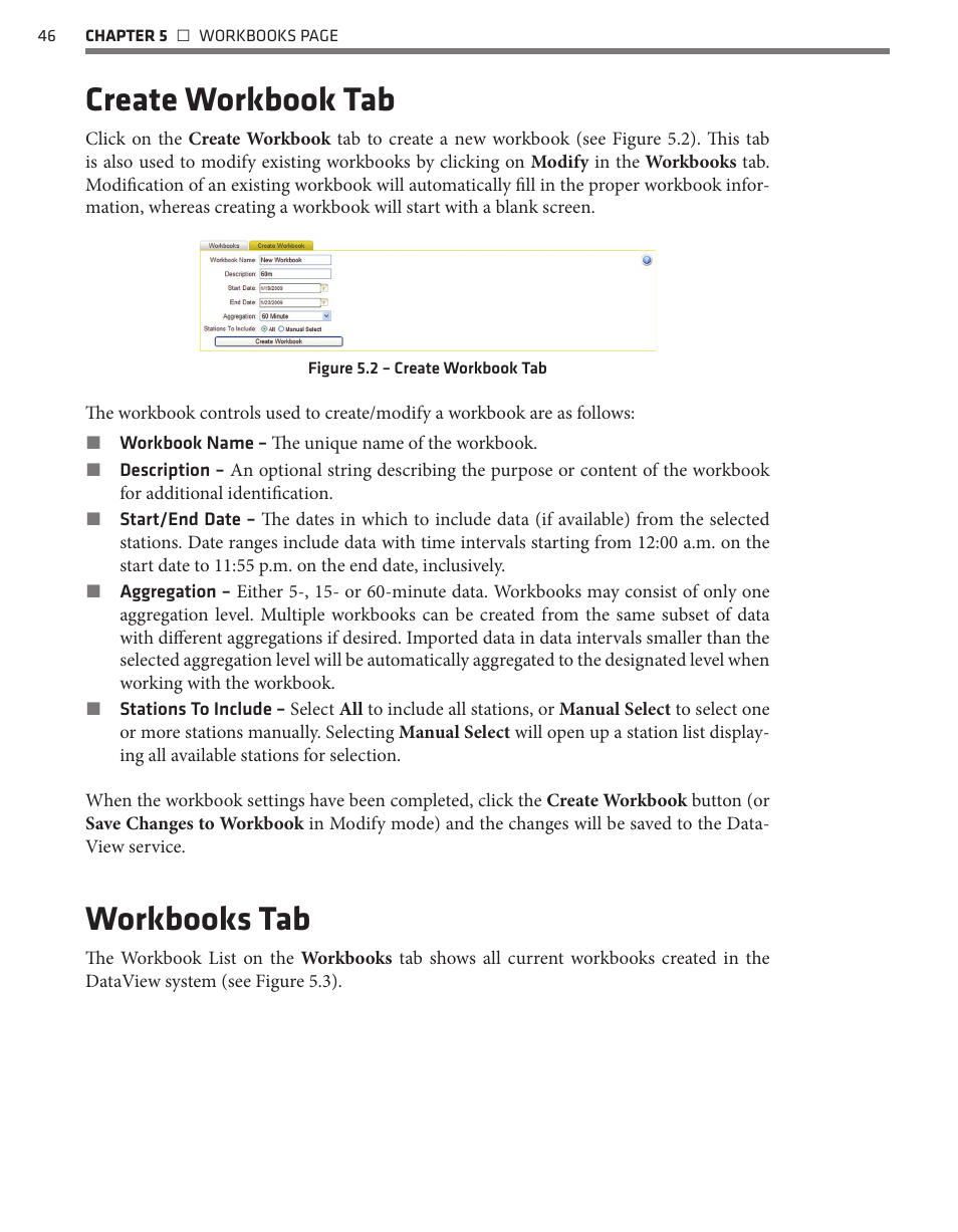 Create workbook tab, Workbooks tab | Wavetronix Command DataView (CMD-DV) - User Guide User Manual | Page 47 / 106