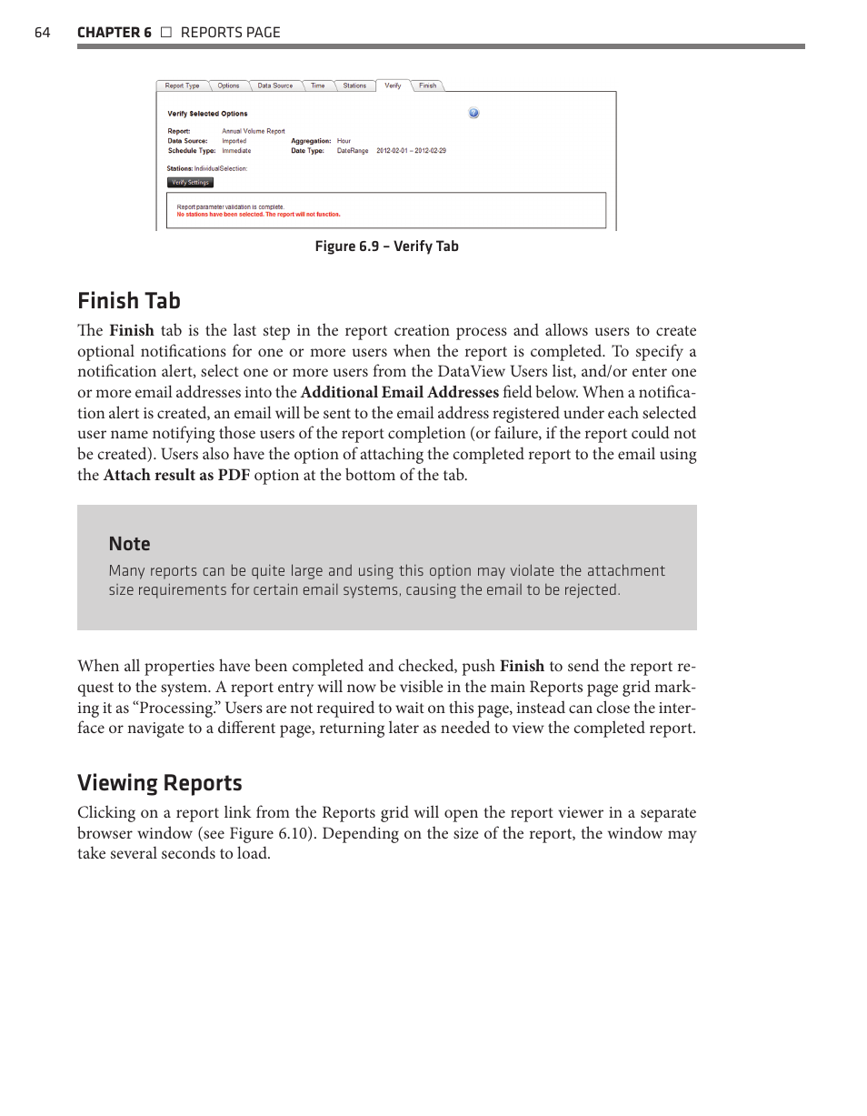 Finish tab, Viewing reports | Wavetronix Command DataView (CMD-DV) - User Guide User Manual | Page 65 / 106