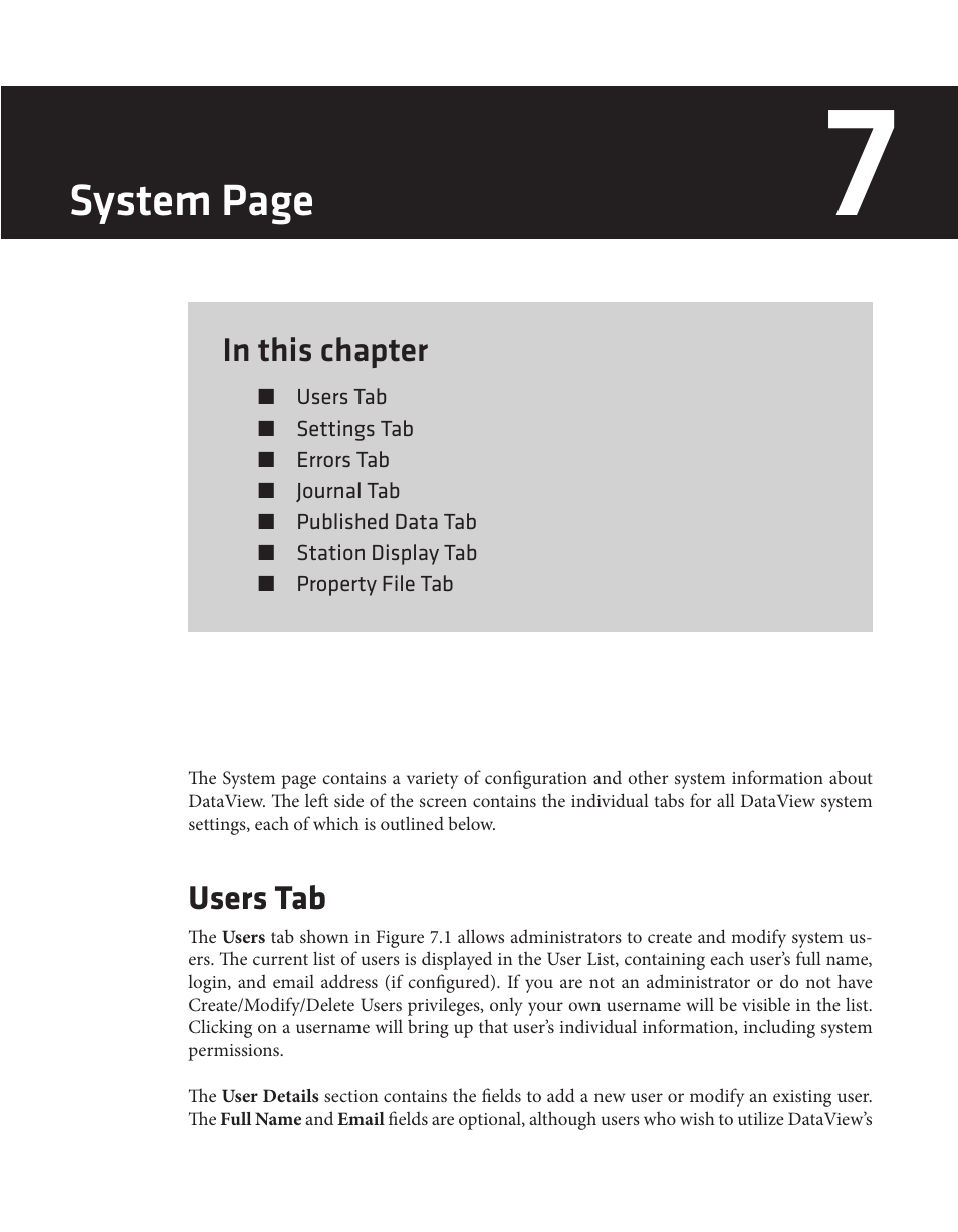 System page, Users tab | Wavetronix Command DataView (CMD-DV) - User Guide User Manual | Page 70 / 106