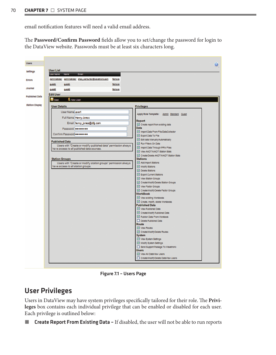 User privileges | Wavetronix Command DataView (CMD-DV) - User Guide User Manual | Page 71 / 106