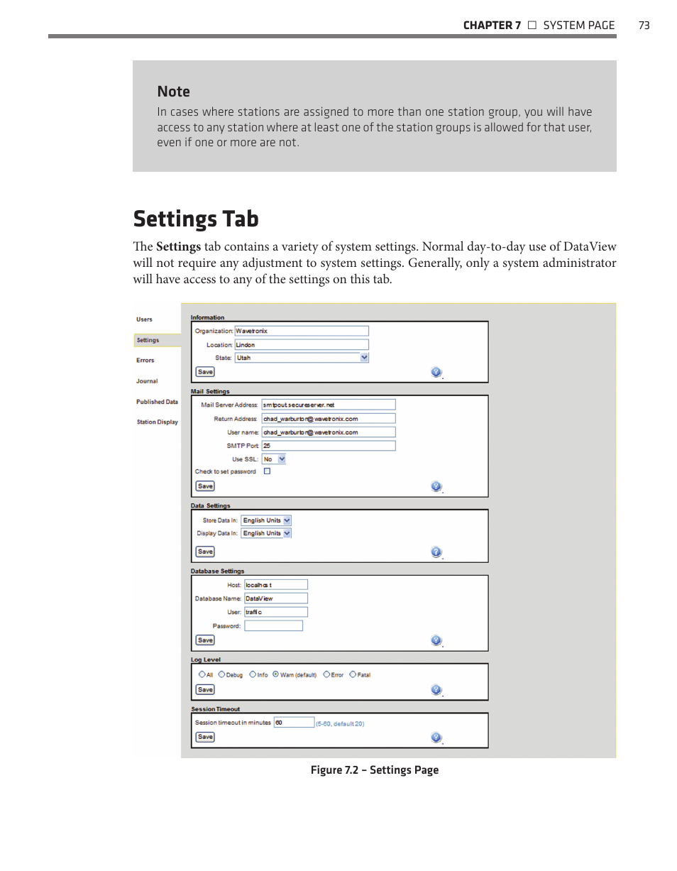Settings tab | Wavetronix Command DataView (CMD-DV) - User Guide User Manual | Page 74 / 106
