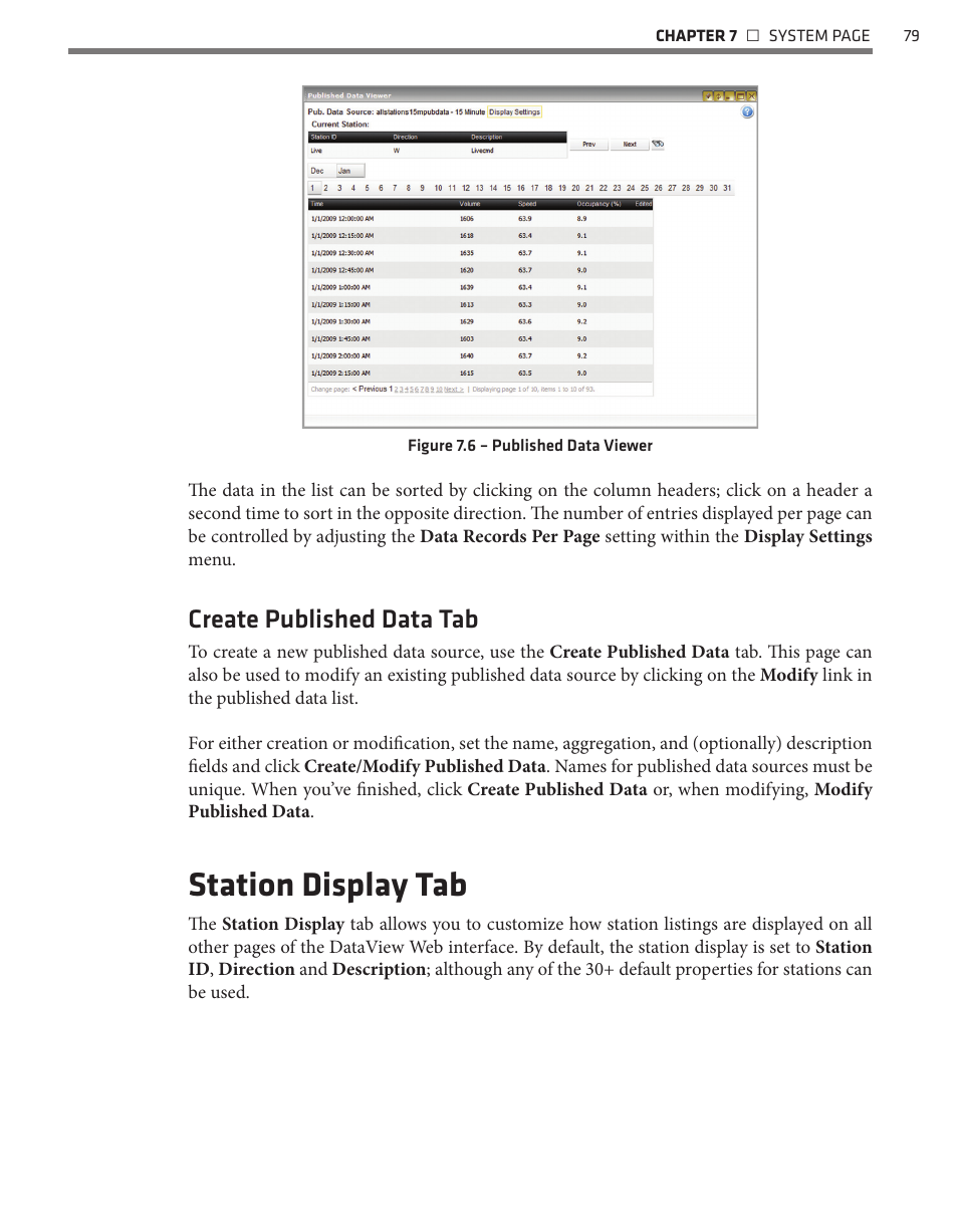 Station display tab, Create published data tab | Wavetronix Command DataView (CMD-DV) - User Guide User Manual | Page 80 / 106