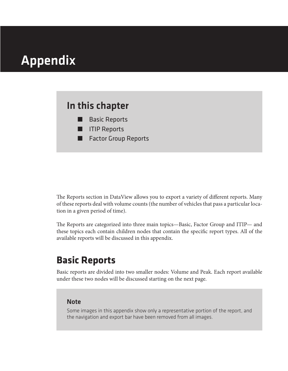 Appendix, Basic reports | Wavetronix Command DataView (CMD-DV) - User Guide User Manual | Page 86 / 106