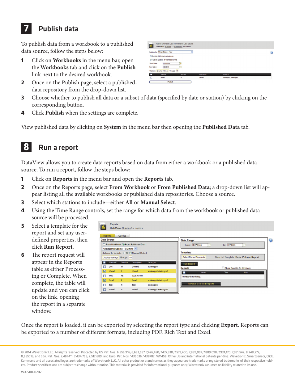 Publish data, Run a report | Wavetronix Command DataView (CMD-DV) - Quick-reference Guide User Manual | Page 4 / 4