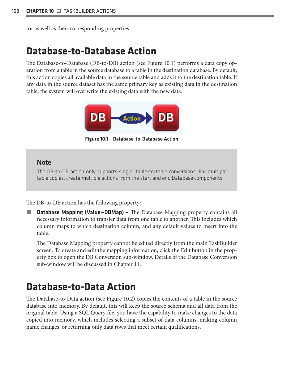 Database-to-database action, Database-to-data action | Wavetronix Command Translator (CMD-DT) - User Guide User Manual | Page 109 / 156