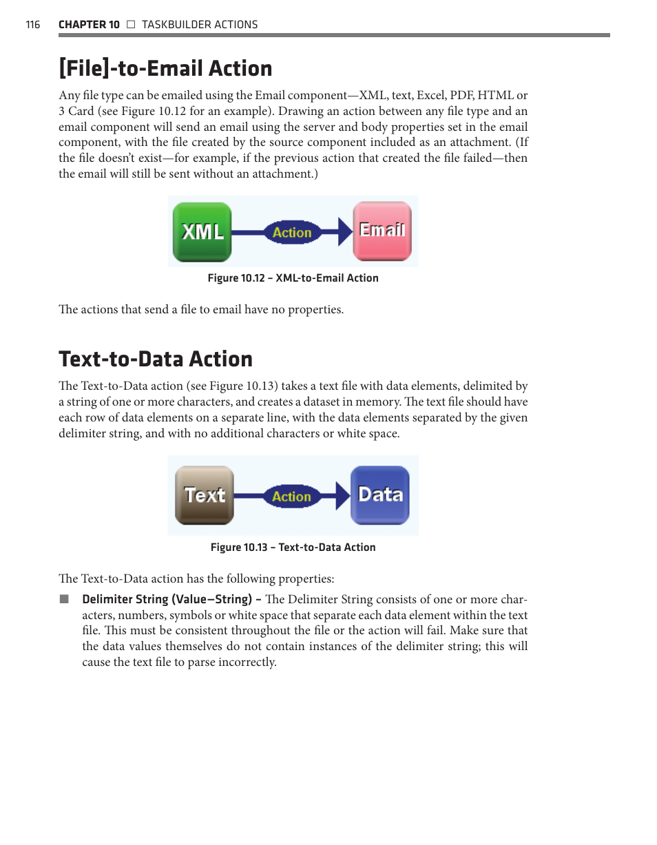 File]-to-email action, Text-to-data action | Wavetronix Command Translator (CMD-DT) - User Guide User Manual | Page 117 / 156