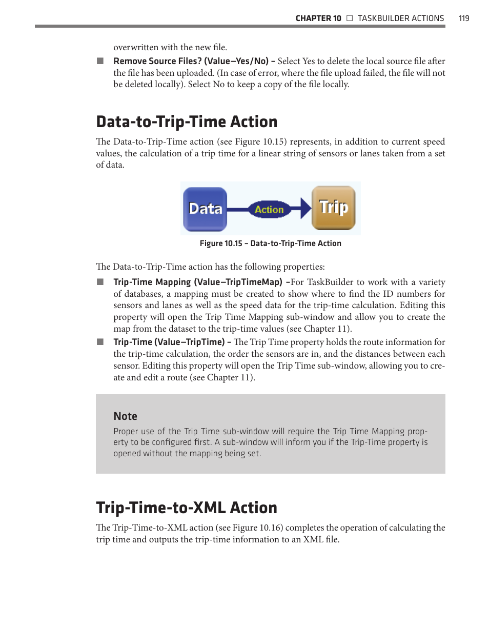 Data-to-trip-time action, Trip-time-to-xml action | Wavetronix Command Translator (CMD-DT) - User Guide User Manual | Page 120 / 156