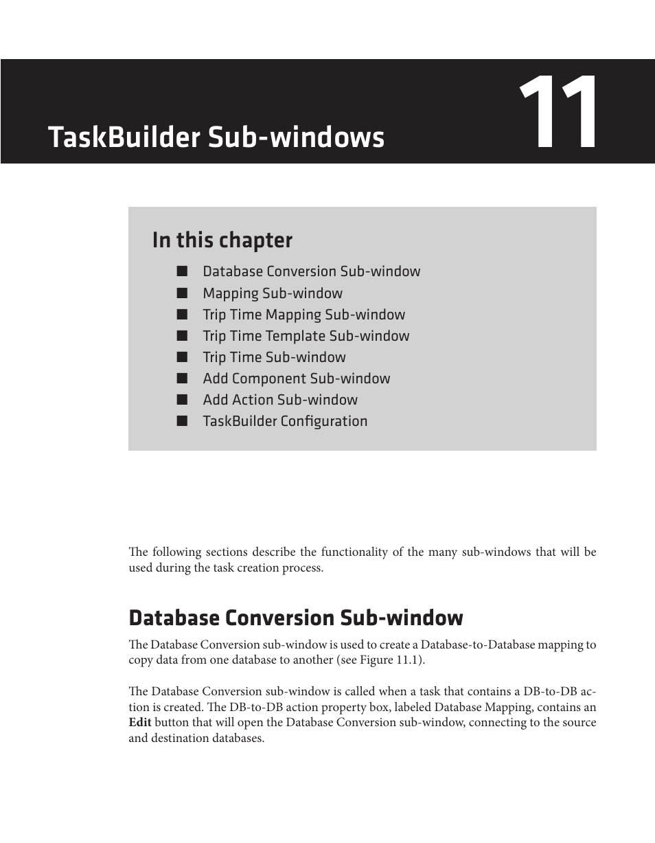 Taskbuilder sub-windows, Database conversion sub-window | Wavetronix Command Translator (CMD-DT) - User Guide User Manual | Page 122 / 156