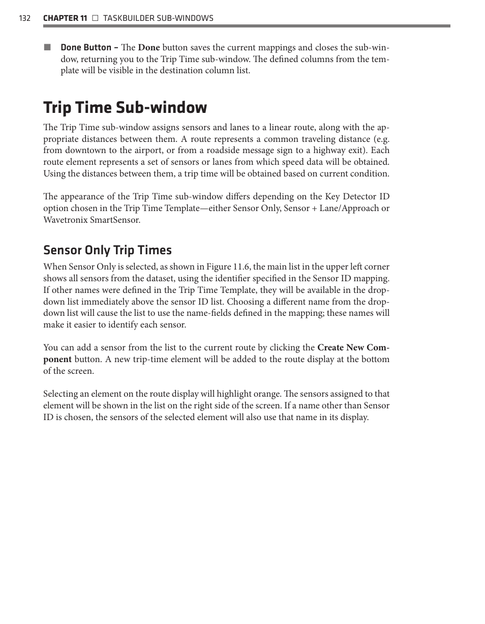 Trip time sub-window, Sensor only trip times | Wavetronix Command Translator (CMD-DT) - User Guide User Manual | Page 133 / 156