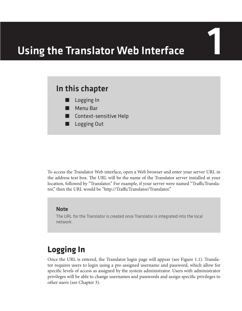 Using the translator web interface, Logging in | Wavetronix Command Translator (CMD-DT) - User Guide User Manual | Page 14 / 156