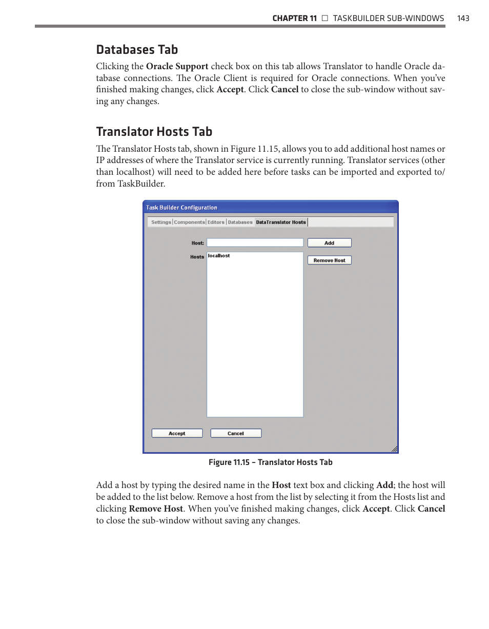 Databases tab, Translator hosts tab | Wavetronix Command Translator (CMD-DT) - User Guide User Manual | Page 144 / 156
