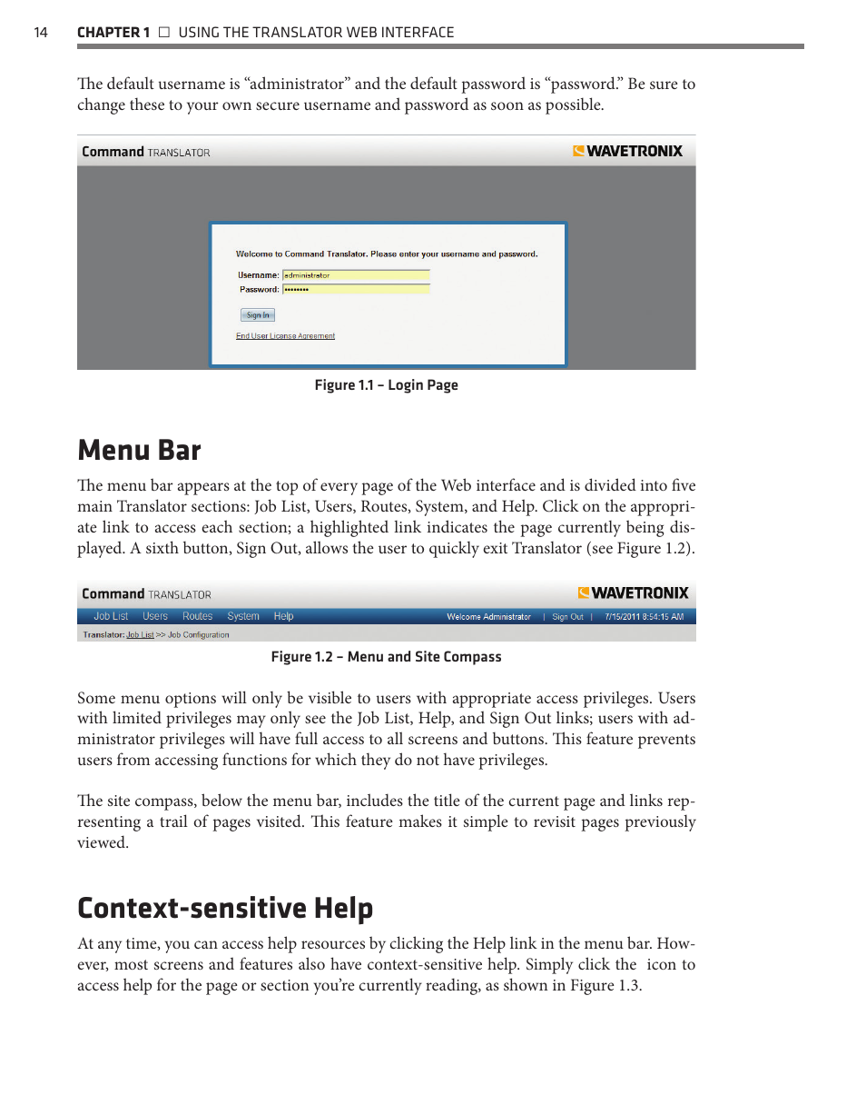 Menu bar, Context-sensitive help | Wavetronix Command Translator (CMD-DT) - User Guide User Manual | Page 15 / 156