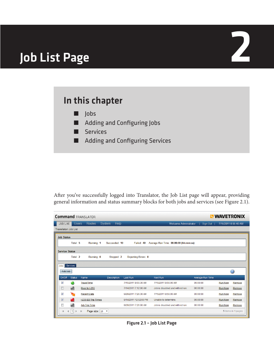 Job list page | Wavetronix Command Translator (CMD-DT) - User Guide User Manual | Page 18 / 156