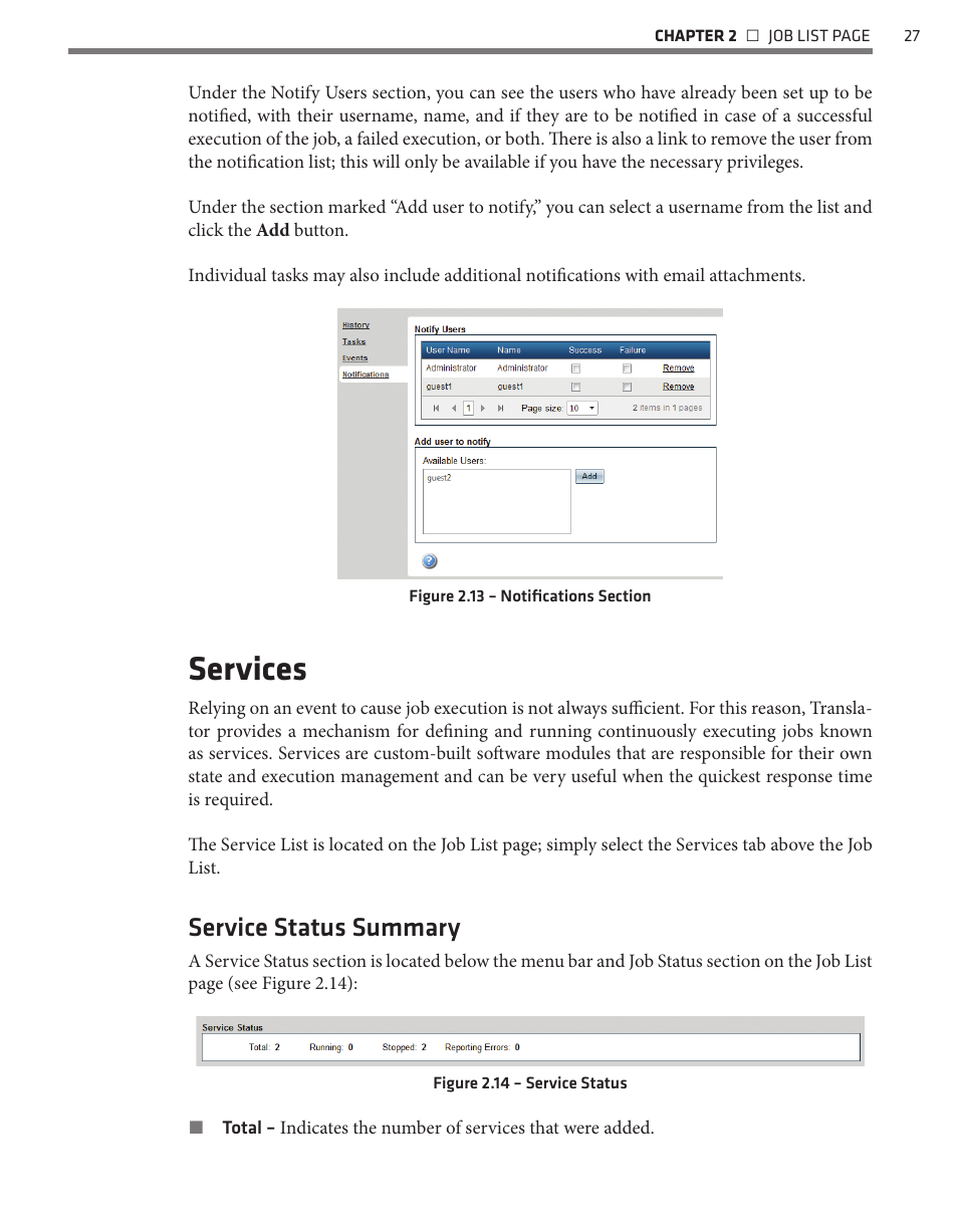Services, Service status summary | Wavetronix Command Translator (CMD-DT) - User Guide User Manual | Page 28 / 156