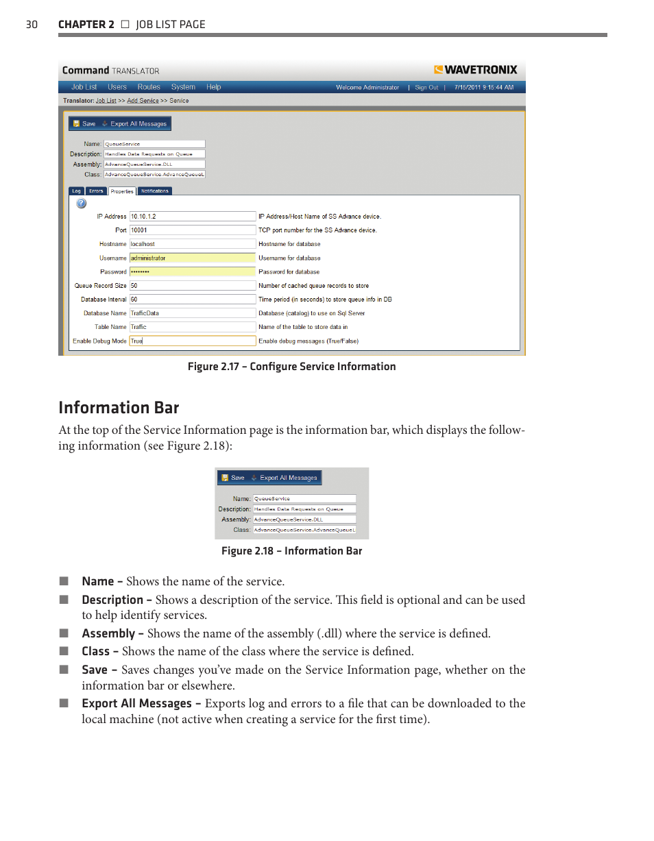 Information bar | Wavetronix Command Translator (CMD-DT) - User Guide User Manual | Page 31 / 156