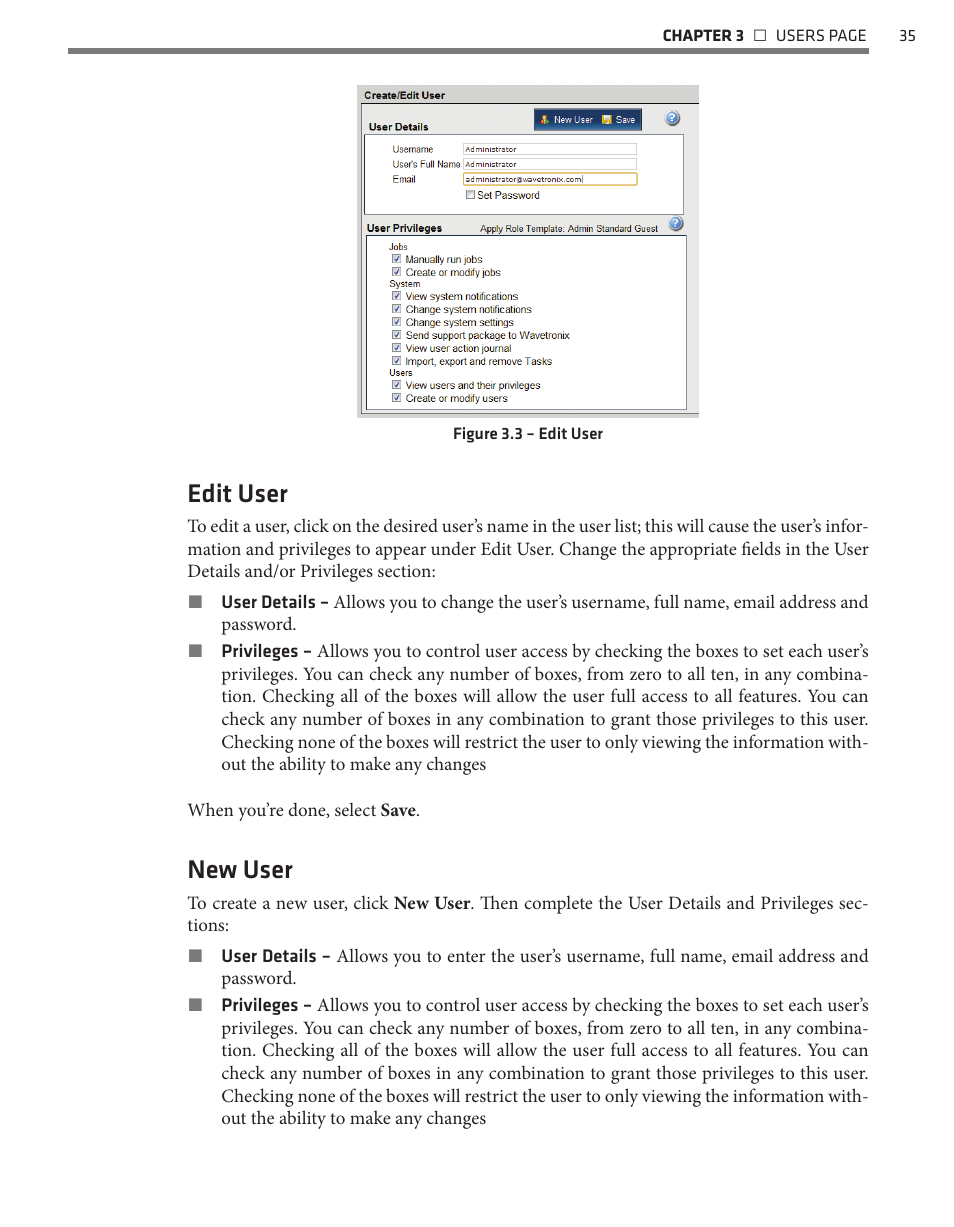 Edit user, New user | Wavetronix Command Translator (CMD-DT) - User Guide User Manual | Page 36 / 156