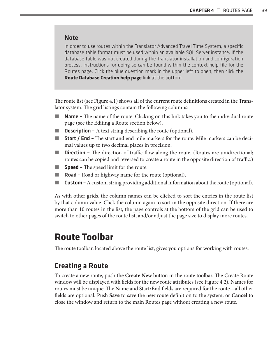 Route toolbar, Creating a route | Wavetronix Command Translator (CMD-DT) - User Guide User Manual | Page 40 / 156
