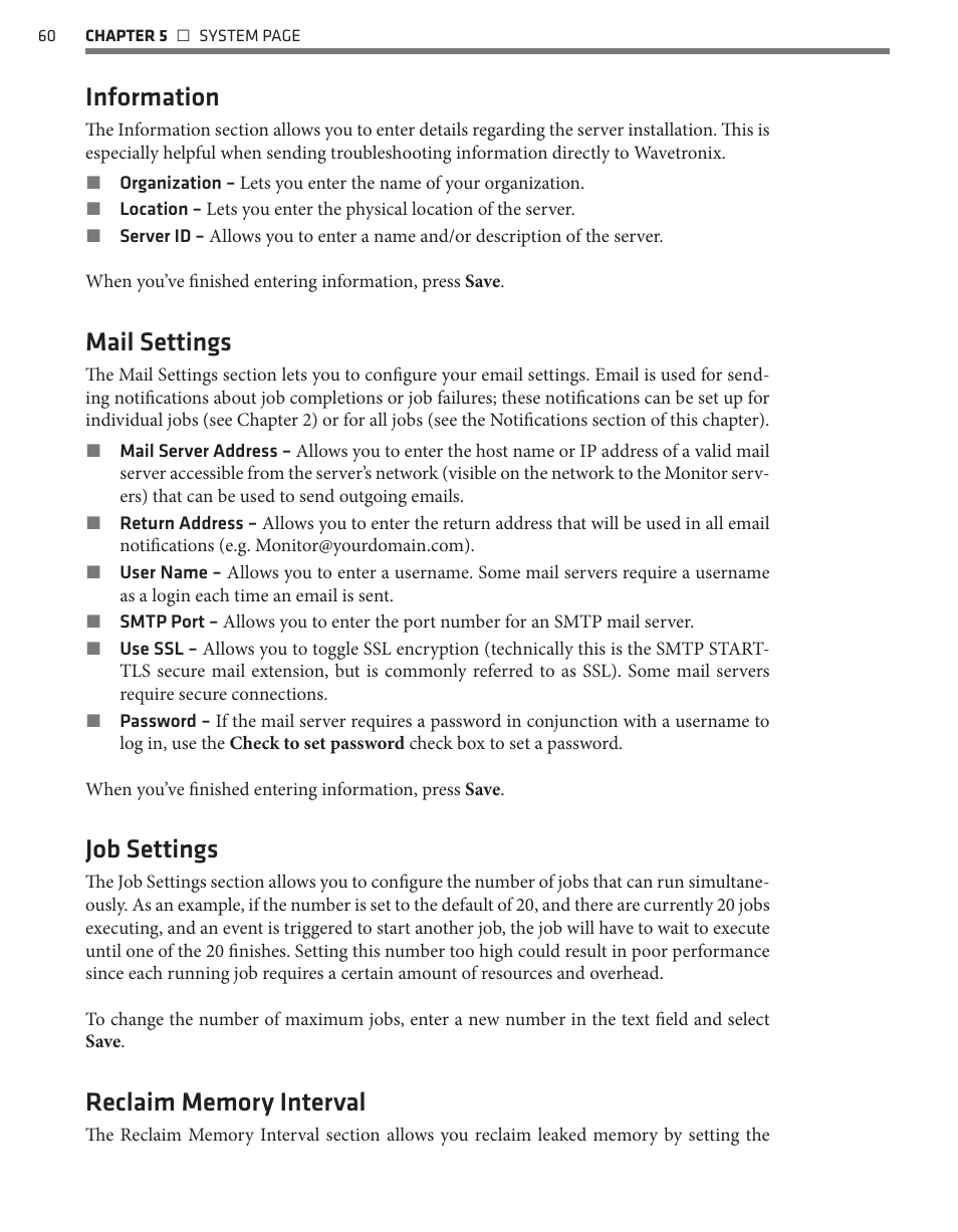 Information, Mail settings, Job settings | Wavetronix Command Translator (CMD-DT) - User Guide User Manual | Page 61 / 156