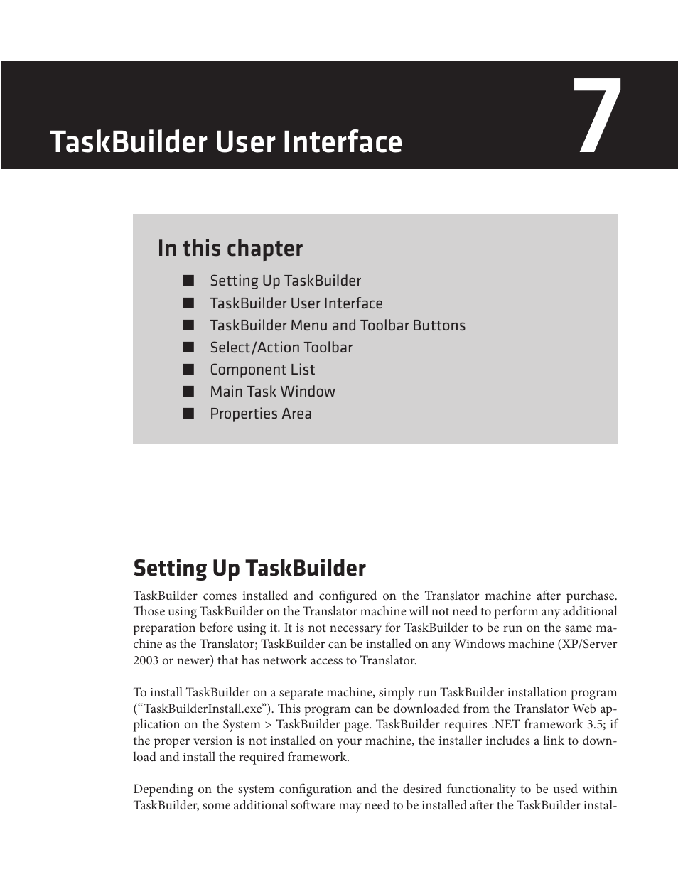 Taskbuilder user interface, Setting up taskbuilder | Wavetronix Command Translator (CMD-DT) - User Guide User Manual | Page 74 / 156