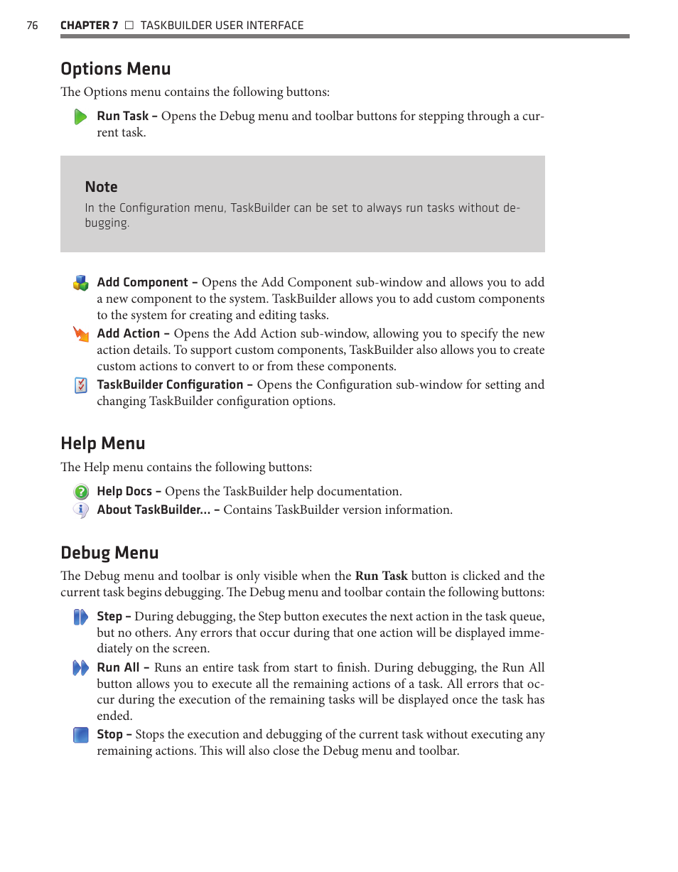 Options menu, Help menu, Debug menu | Wavetronix Command Translator (CMD-DT) - User Guide User Manual | Page 77 / 156