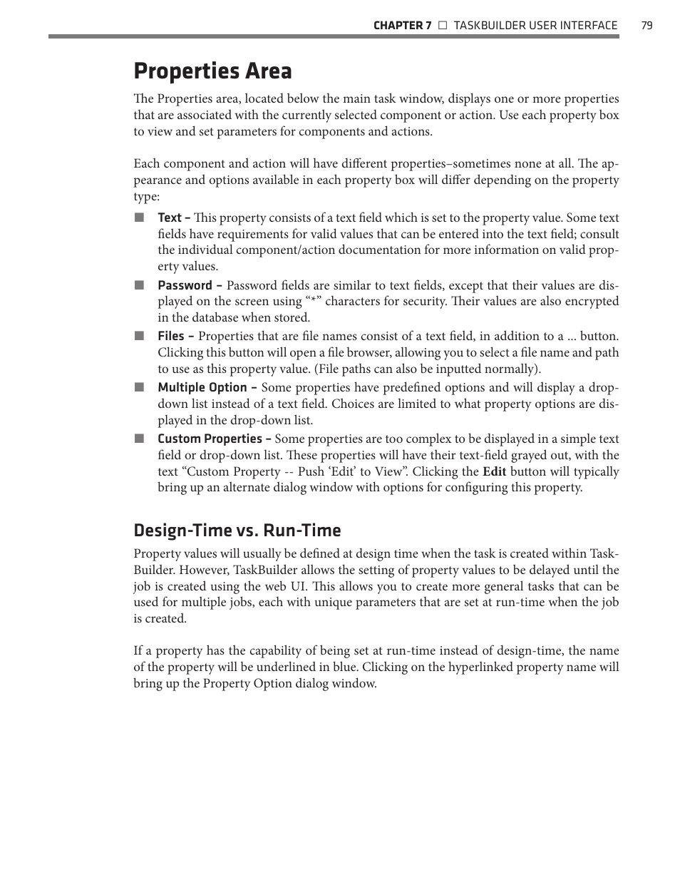 Properties area, Design-time vs. run-time | Wavetronix Command Translator (CMD-DT) - User Guide User Manual | Page 80 / 156