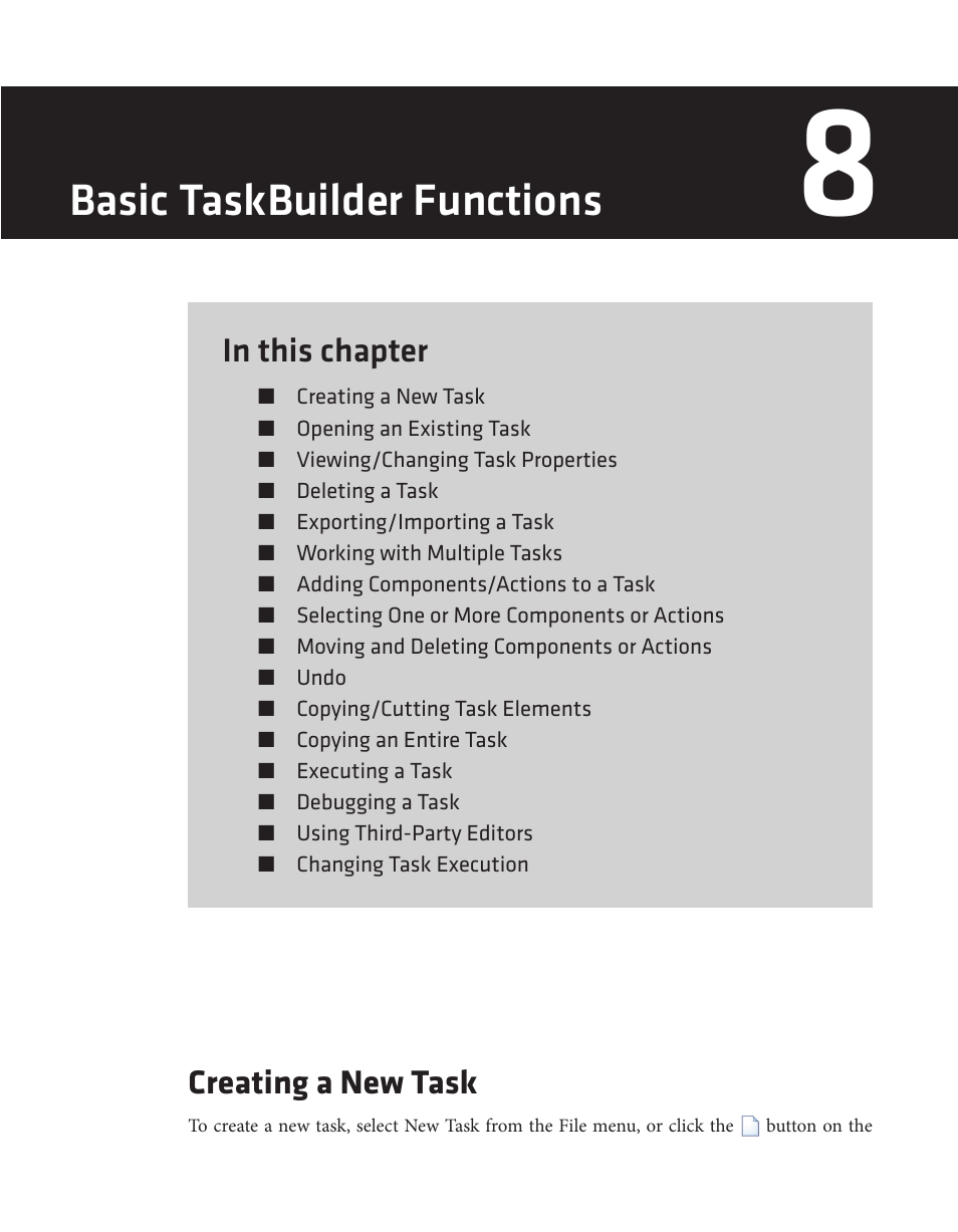 Basic taskbuilder functions, Creating a new task | Wavetronix Command Translator (CMD-DT) - User Guide User Manual | Page 82 / 156