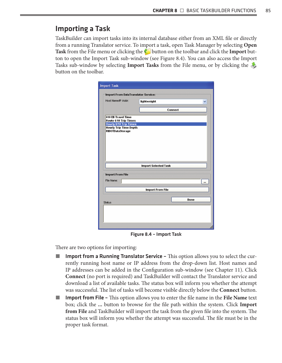 Importing a task | Wavetronix Command Translator (CMD-DT) - User Guide User Manual | Page 86 / 156