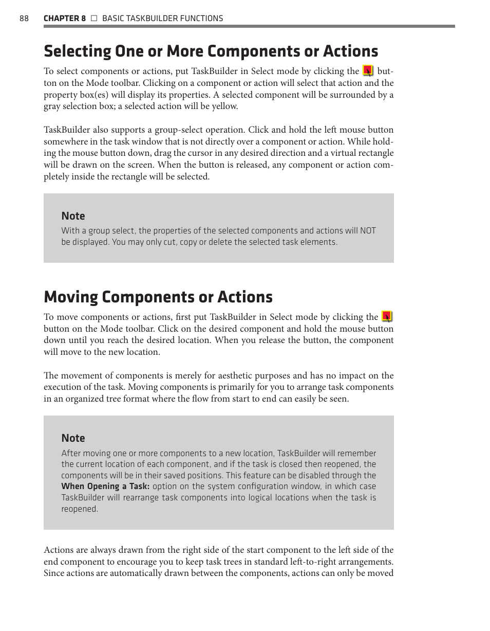 Selecting one or more components or actions, Moving components or actions | Wavetronix Command Translator (CMD-DT) - User Guide User Manual | Page 89 / 156