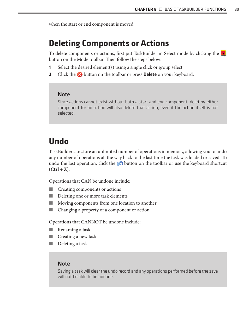 Deleting components or actions, Undo | Wavetronix Command Translator (CMD-DT) - User Guide User Manual | Page 90 / 156