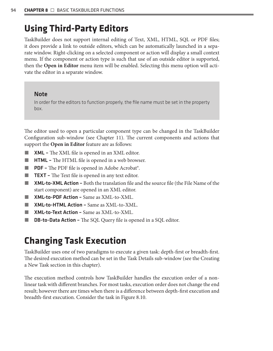 Using third-party editors, Changing task execution | Wavetronix Command Translator (CMD-DT) - User Guide User Manual | Page 95 / 156