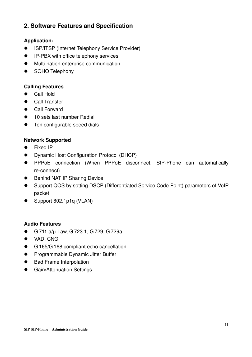 Software features and specification | Welltech LP-201 Mar-11-2005 User Manual | Page 12 / 65