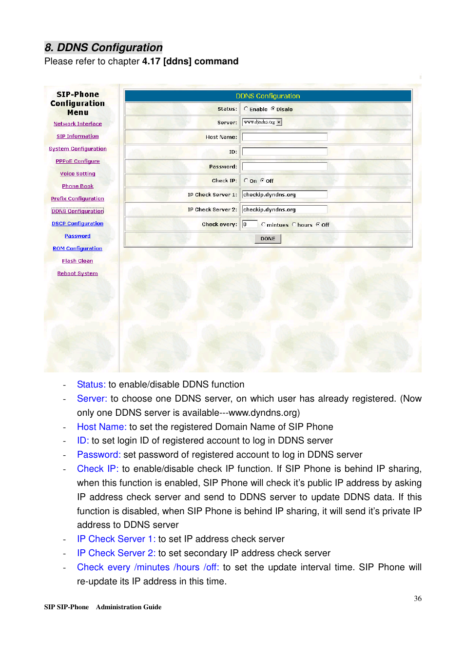 Ddns configuration | Welltech LP-201 Mar-11-2005 User Manual | Page 37 / 65