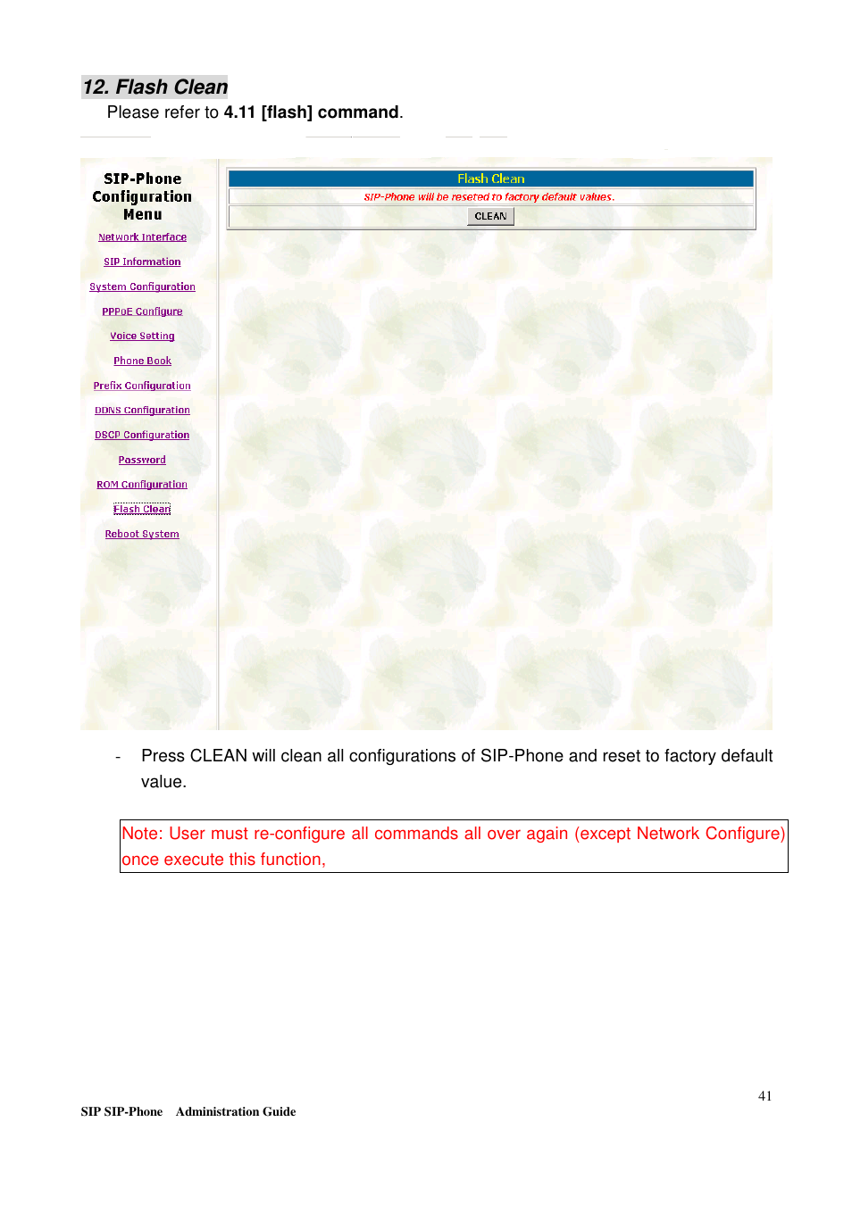 Flash clean | Welltech LP-201 Mar-11-2005 User Manual | Page 42 / 65