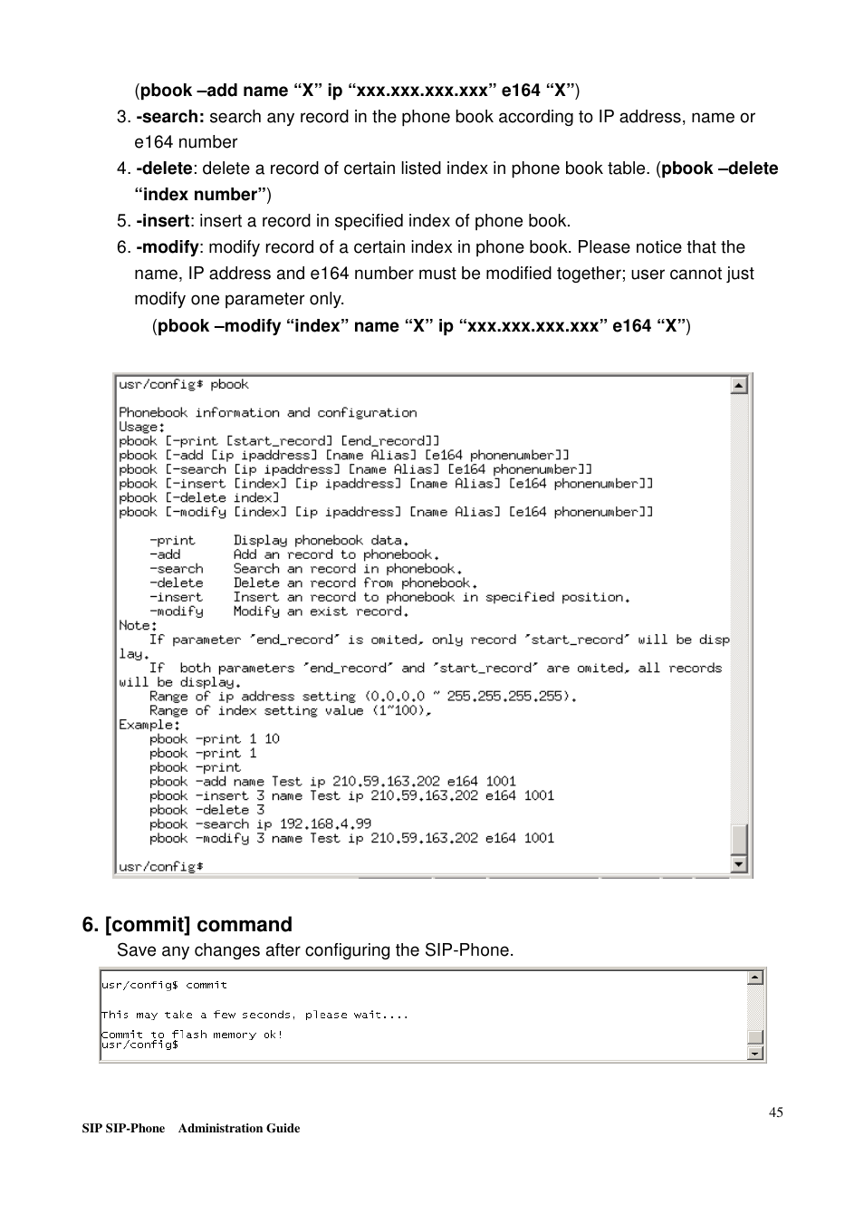 [commit] command | Welltech LP-201 Mar-11-2005 User Manual | Page 46 / 65