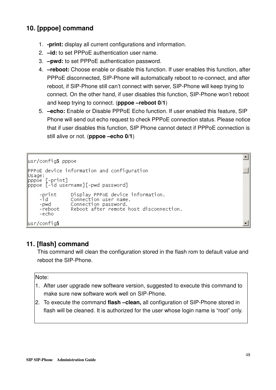 [pppoe] command, [flash] command | Welltech LP-201 Mar-11-2005 User Manual | Page 49 / 65