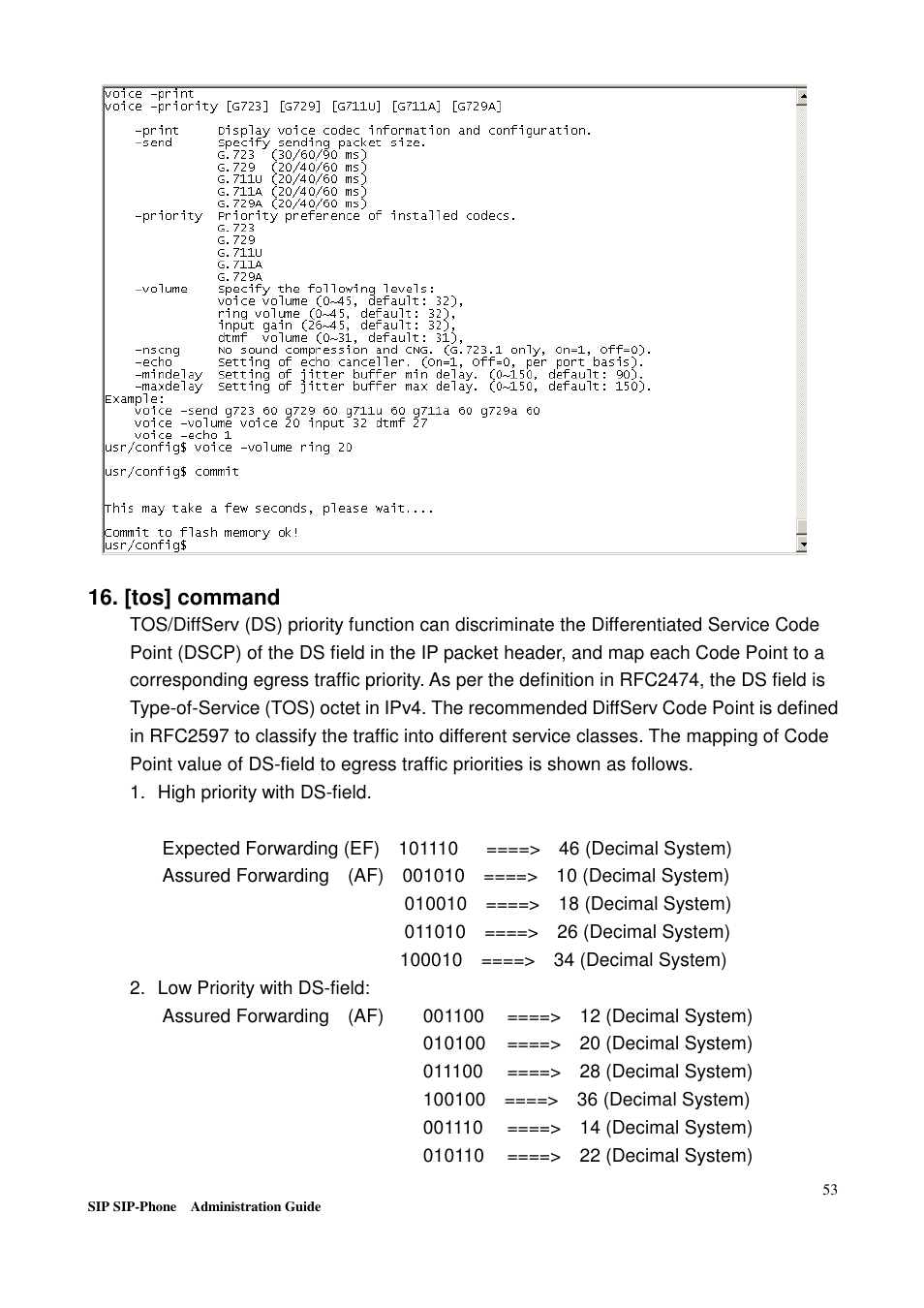 [tos] command | Welltech LP-201 Mar-11-2005 User Manual | Page 54 / 65