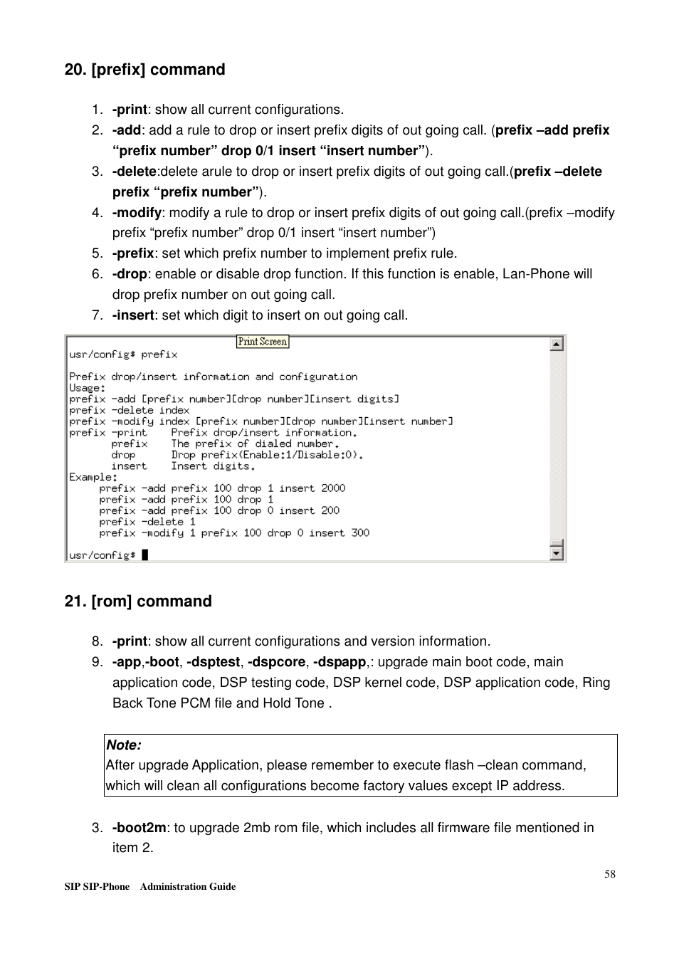 [prefix] command, [rom] command | Welltech LP-201 Mar-11-2005 User Manual | Page 59 / 65