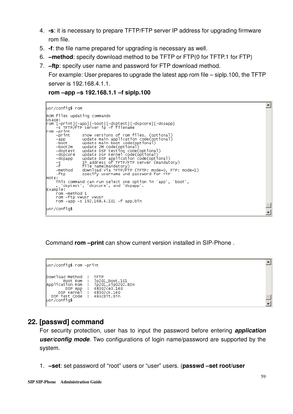 [passwd] command | Welltech LP-201 Mar-11-2005 User Manual | Page 60 / 65